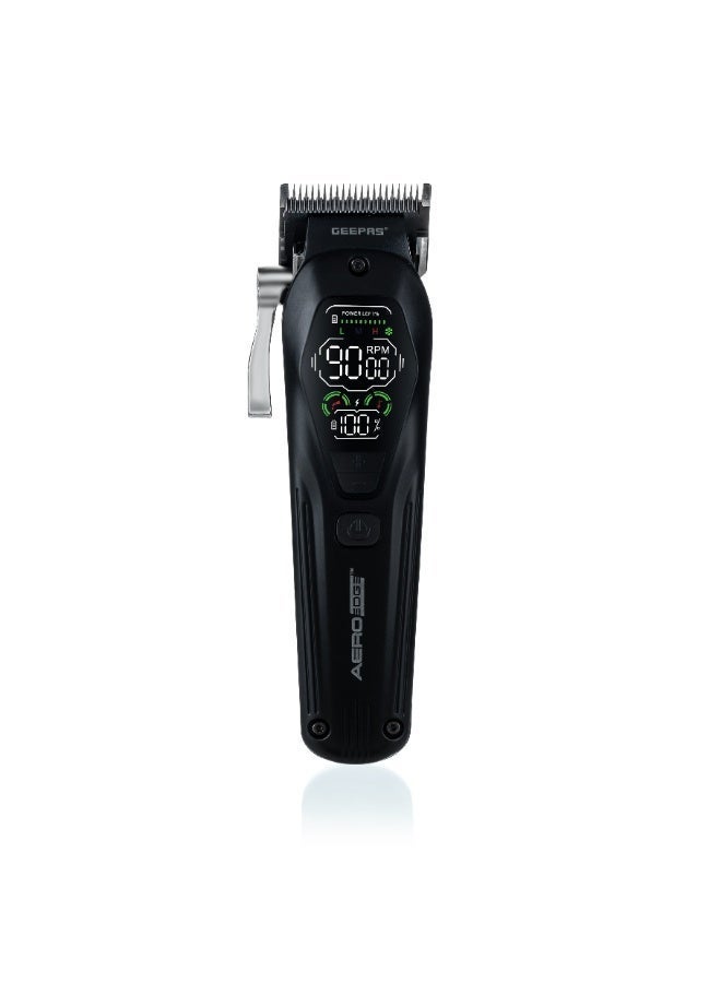 GEEPAS Professional Digital Hair Clipper for Men | Corded & Cordless, Aero Edge DLC + Ceramic Blade, 3 Speed Settings, LED Display, Type-C Rechargeable | GTR56034UK Black - Image 1